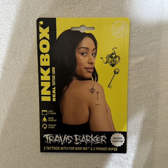 Inkbox Temporary Tattoos, Travis Barker, Heart Lock And Skull Key - Picture 1 of 5